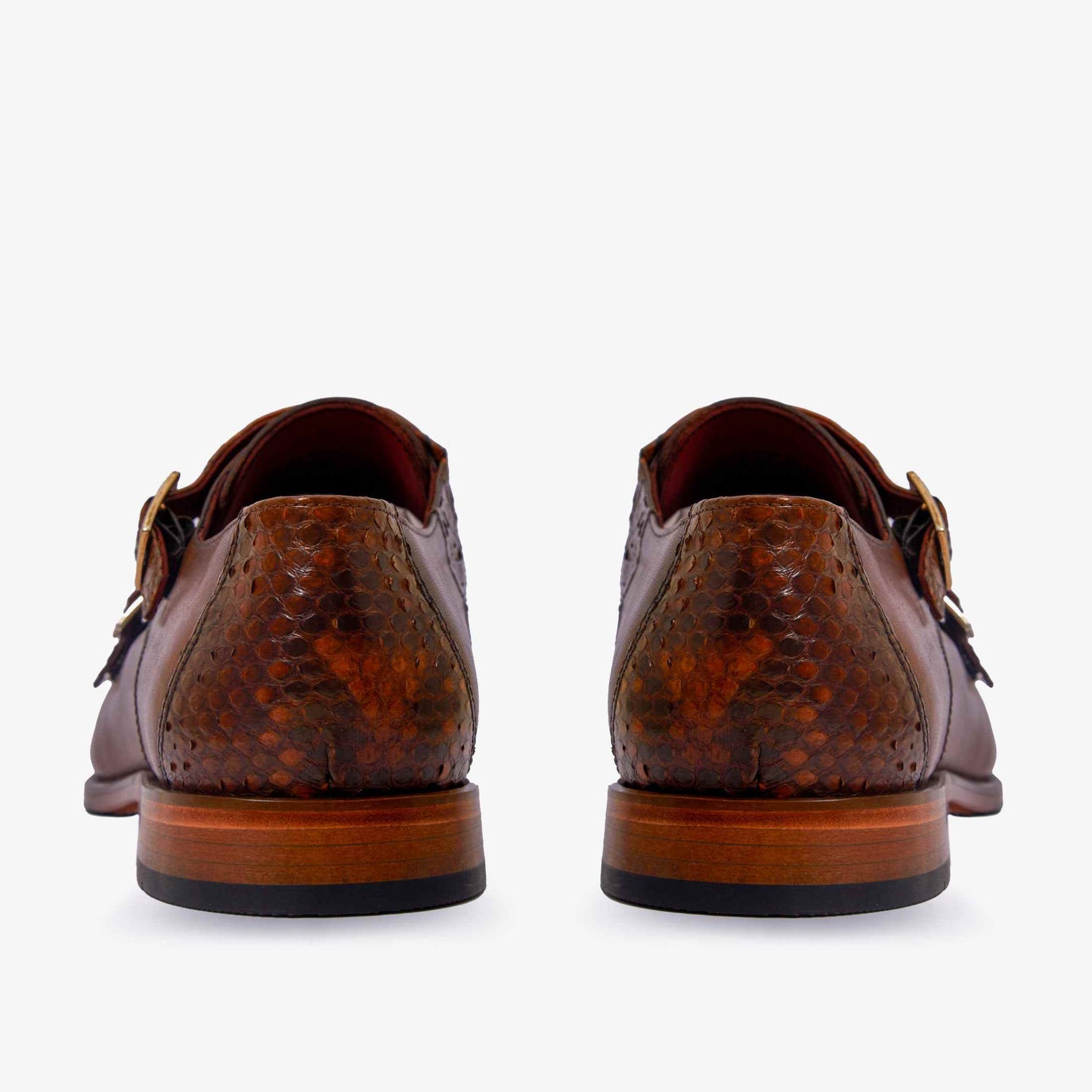 Leather Cap Toe Double Monk Strap Men Shoes