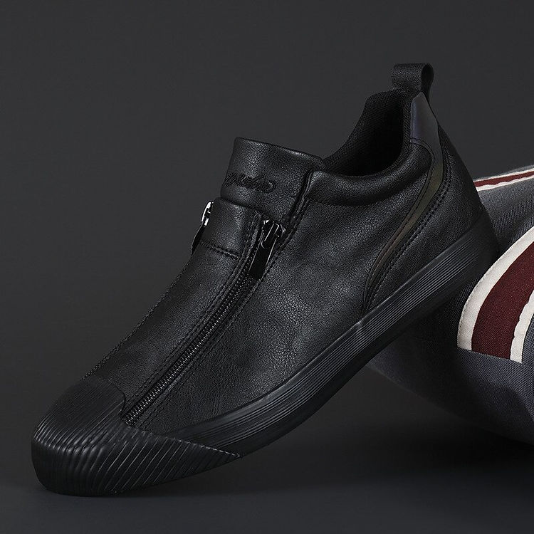 Men's Yellow Leather Slip-On Sneakers