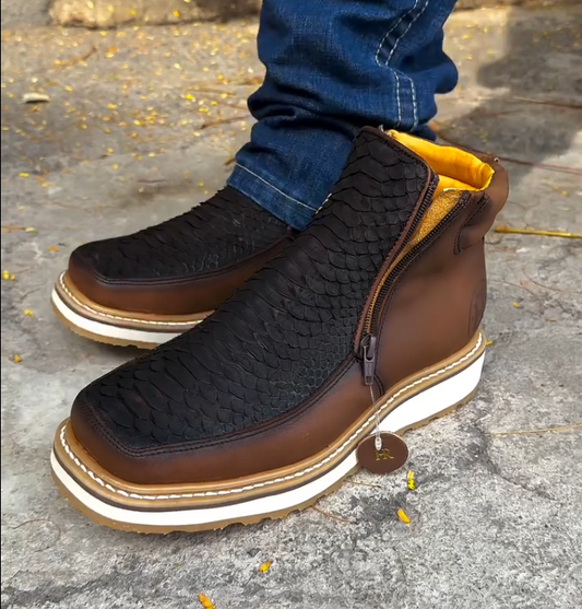 Italian Vintage Python Leather Cowboy Boots -
