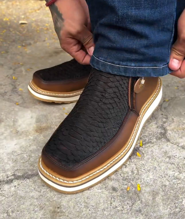 Italian Vintage Python Leather Cowboy Boots -