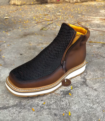 Italian Vintage Python Leather Cowboy Boots -