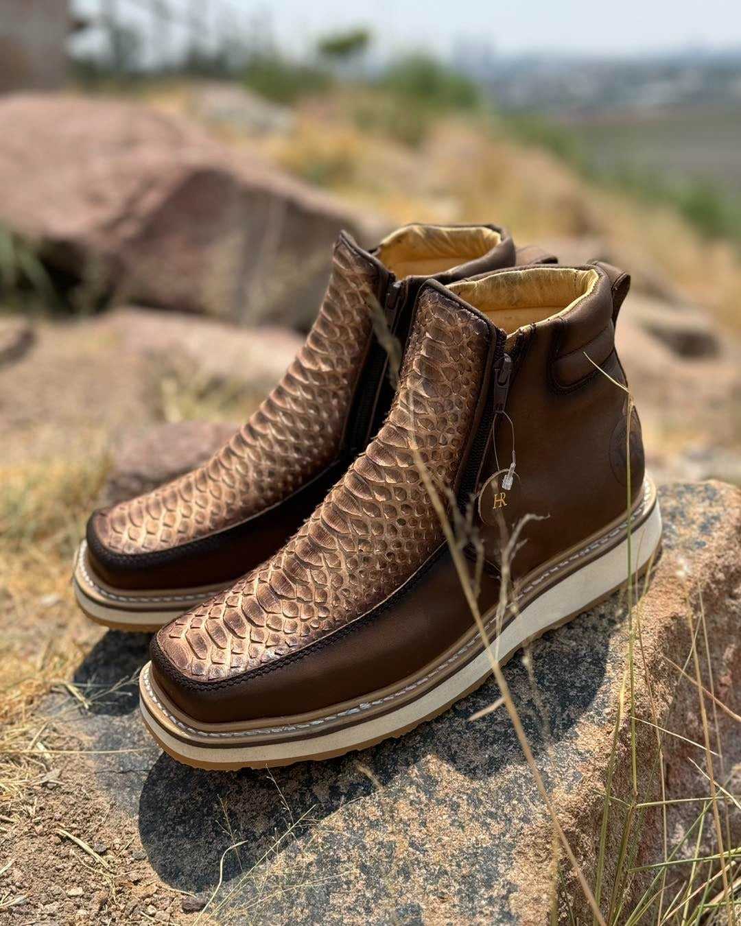Italian Vintage Python Leather Cowboy Boots -