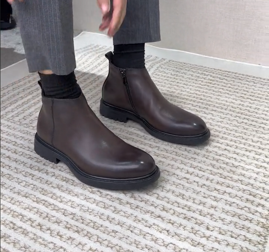 Brown Leather Casual Boots