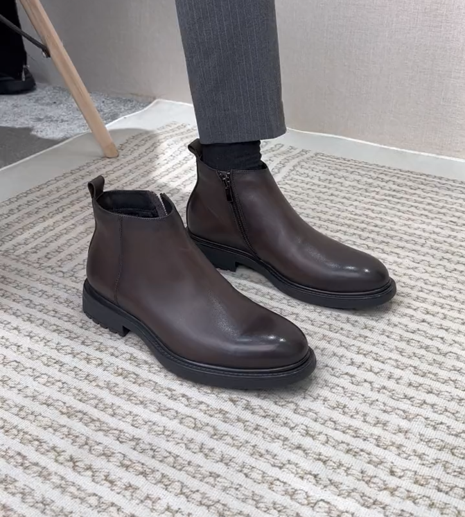 Brown Leather Casual Boots