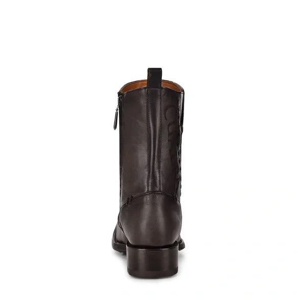 Classic Vintage Wide Leather Boots With Low Heel