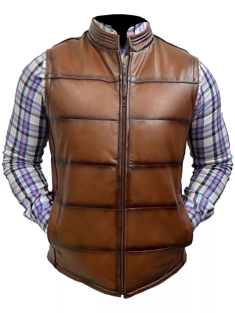 Puffy Leather Vintage Vest