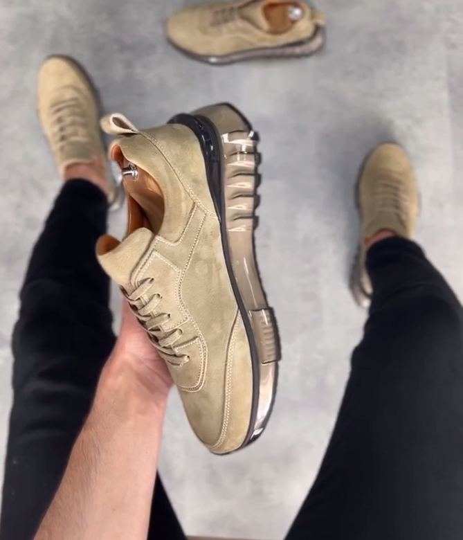 Vintage Look Suede Leather Sneakers