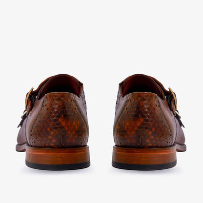 Leather Cap Toe Double Monk Strap Men Shoes