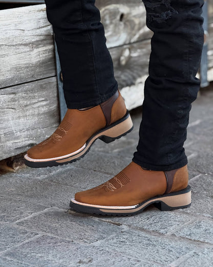 Totem Thick Heel Knight Boots Embroidered Square Toe Martin Boots