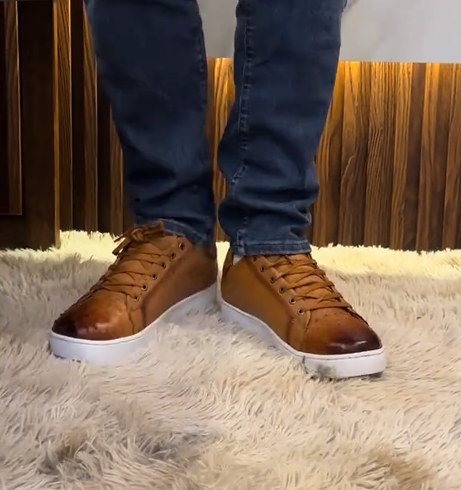Handmade Ostrich Leather Sneakers