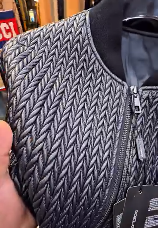 Men's Black Woven Vertical Stripe Jacket